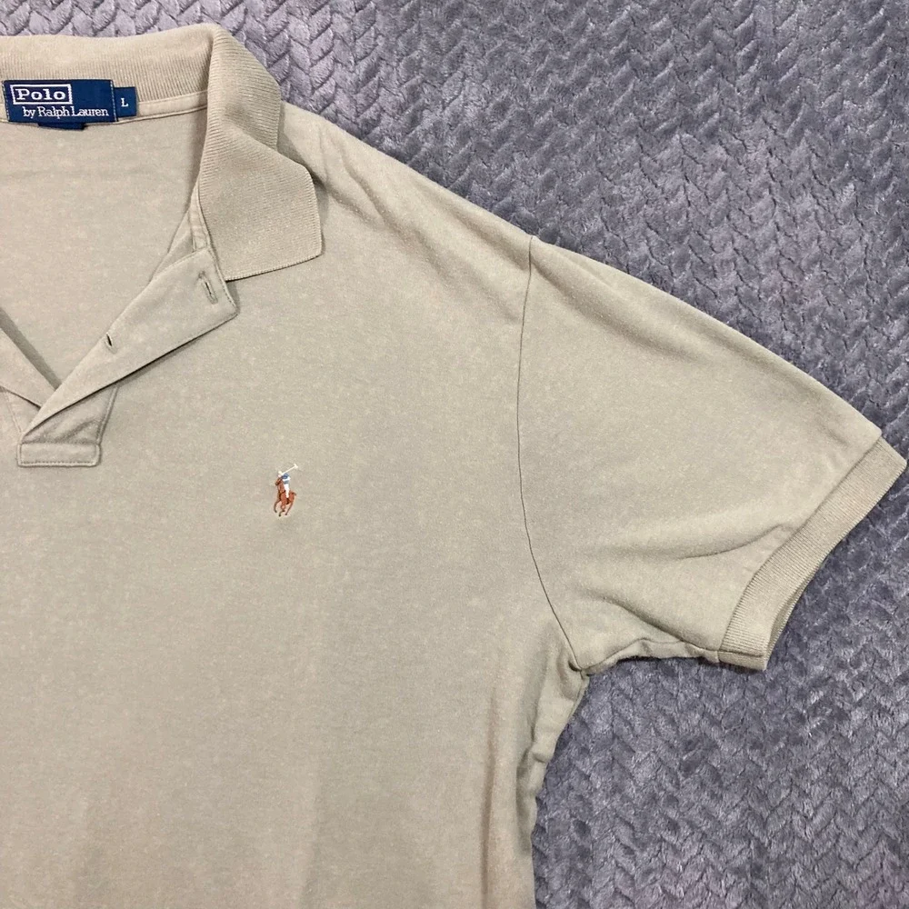 Polo Ralph Lauren Polo Shirt Mens L Classic Sage Green Embroidered Flesh Pony